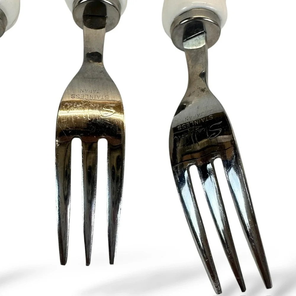 Vintage Shell Spreader Knife & Fork Set Stainless Steel Japan Nautical